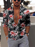 themeisles Men's Shirt Graphic Shirt Floral Turndown White Yellow Light Purple Purple 3D Print Daily Holiday Long Sleeve 3D Print Button-Down Clothing Apparel Fashion Designer Casual Breathable