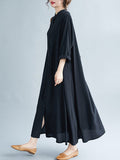 themeisles Original Solid Round-Neck Shirts Dress