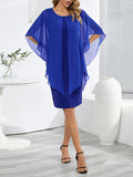 themeisles Split-Joint Solid Color See-Through Gauze Loose Half Sleeves Mini Dresses