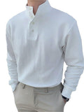 themeisles Loose Men's Solid Color Long-sleeved Shirt Plain Slit Spot Casual Shirt White Black Blue S-5XL
