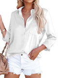 themeisles Satin Long Sleeve V-neck Office Business Shirt Female
