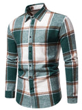 themeisles Autumn and Winter New Multi-color Men's Plaid Loose Casual Lapel Long-sleeved Shirt Thickened Shirt Cardigan