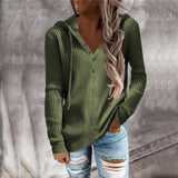 themeisles Striped Casual Hoodie Loose Open Neck Long Sleeve Sweater