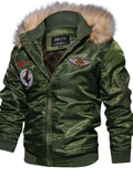 themeisles Men's Winter Jacket Faux Leather Jacket Thermal Warm Rain Waterproof Outdoor Business Causal Jacket Outerwear Dark Blue Army Green Black