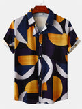themeisles New Men's Casual Floral Print Fashion Urban Lapel Short-sleeved Loose Type Beach Vacation Cardigan Shirt Man