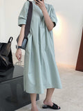 themeisles Original Solid Round-Neck Shirt Dress