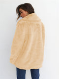 themeisles Fashion Solid Color Sexy Plush Lapel Coat