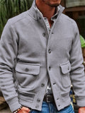 themeisles New Jacket Men's Stand-up Collar Solid Color Casual Top Slim Type Single-breasted Jacket Commuter Wind Jacket
