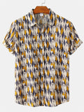 themeisles Men's Floral Short-sleeved Shirt Youth Men's Men's Shirts Spring and Summer New Short-sleeved Loose Type Lapel Shirt