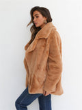themeisles Fashion Solid Color Sexy Plush Lapel Coat