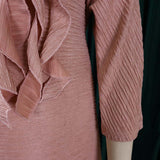 themeisles Vacation Long Sleeves A-Line Pleated Solid Color Round-Neck Midi Dresses