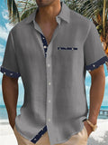 themeisles Men's Linen Shirt Summer Shirt Beach Shirt White Blue Green Short Sleeve Striped Lapel Spring & Summer Hawaiian Holiday Clothing Apparel Basic