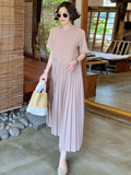 themeisles Urban Ruffled Split-Joint High Waisted Short Sleeves Midi Dress