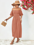 themeisles Off-Shoulder Balloon Sleeve Midi Dress
