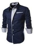 themeisles Autumn Men's Long-sleeved Casual Shirt Men's Large Version of The Loose Type of Personality Tide Men's Shirt