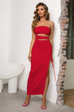 themeisles Cutout Strapless Split Dress