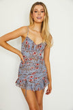 themeisles Floral Print Ruffle Ruched Cami Mini Dress