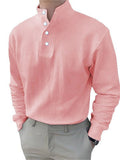 themeisles Loose Men's Solid Color Long-sleeved Shirt Plain Slit Spot Casual Shirt White Black Blue S-5XL