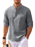 themeisles Men's Shirts Long-sleeved Stand-up Collar Open Button Pineapple Plaid Shirt Men's Casual Shirt Tops