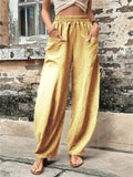 themeisles Women's Wide Leg Pants Trousers Navy Black Light Green Fashion Casual Daily Side Pockets Full Length Comfort Solid Colored S M L XL 2XL