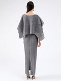 themeisles Urban Loose Solid Color Tied Pleated Top&V-Back Vest Dress Two Pieces Set