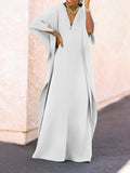 themeisles Batwing Sleeves Loose Solid Color Split-Side V-Neck Maxi Dresses
