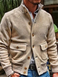 themeisles New Jacket Men's Stand-up Collar Solid Color Casual Top Slim Type Single-breasted Jacket Commuter Wind Jacket