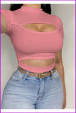 Themeisles Popular Pure Color Hollowed Out Women's T-Shirt FW6431