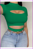 Themeisles Popular Pure Color Hollowed Out Women's T-Shirt FW6431