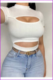 Themeisles Popular Pure Color Hollowed Out Women's T-Shirt FW6431