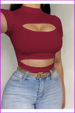 Themeisles Popular Pure Color Hollowed Out Women's T-Shirt FW6431