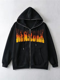 Themeisles Popular Contrast Color Plush Hoodie Loose Coat