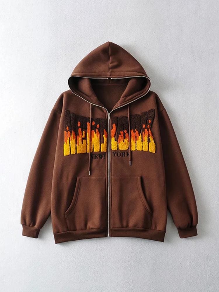 Themeisles Popular Contrast Color Plush Hoodie Loose Coat