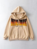Themeisles Popular Contrast Color Plush Hoodie Loose Coat