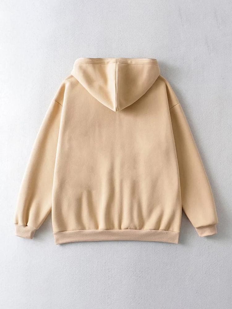 Themeisles Popular Contrast Color Plush Hoodie Loose Coat