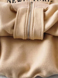 Themeisles Popular Contrast Color Plush Hoodie Loose Coat