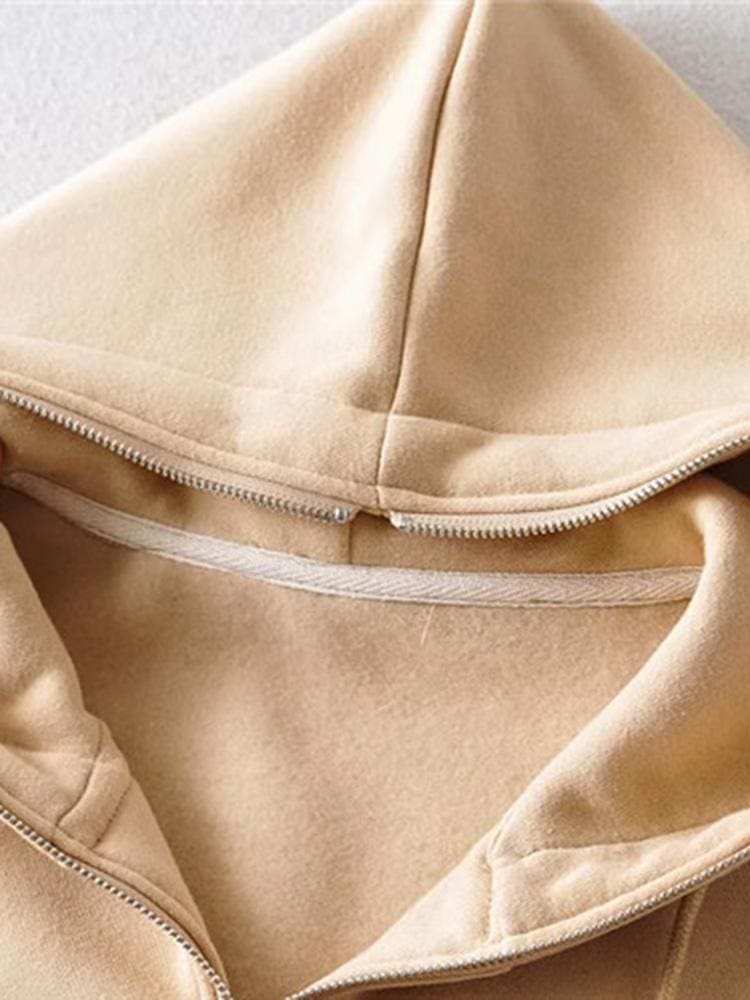Themeisles Popular Contrast Color Plush Hoodie Loose Coat