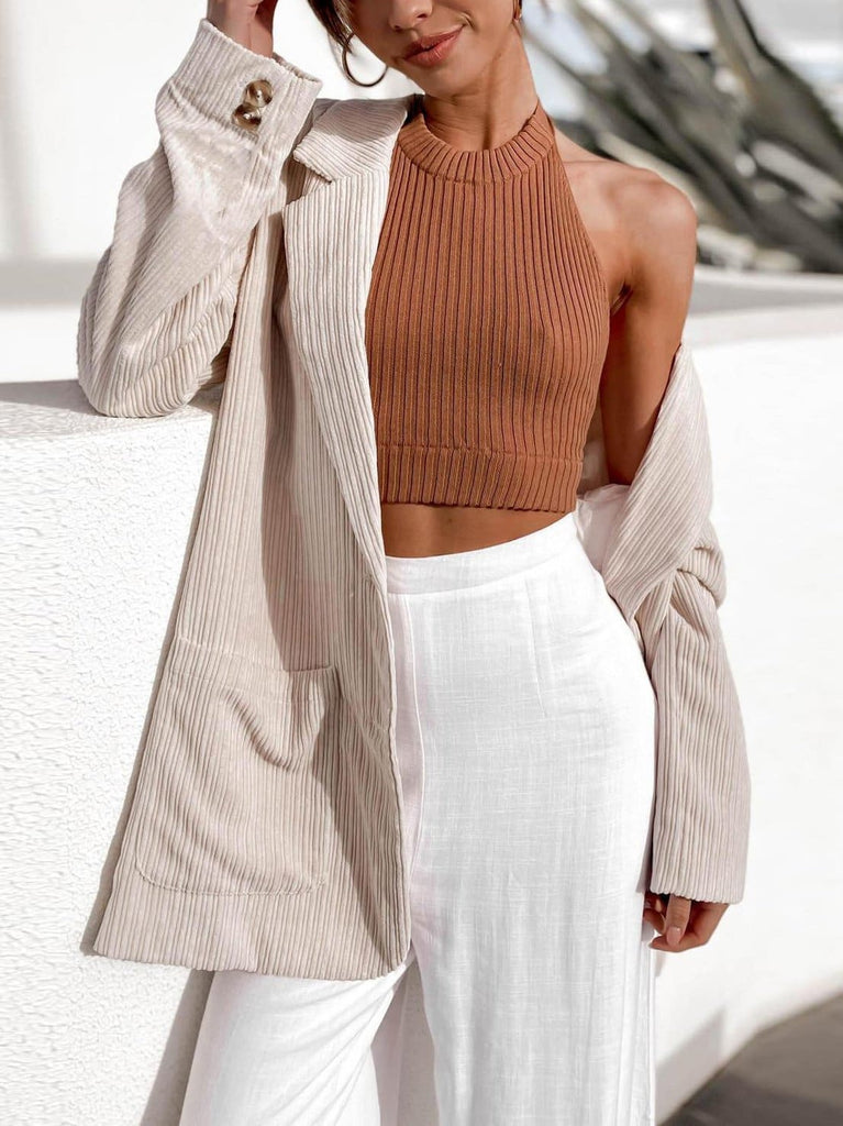 Themeisles Popular Corduroy Long Sleeve Women Coat