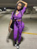 Themeisles Popular Long Sleeve Plaid 2 Piece Sets