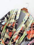 Themeisles Popular Multiple Print Lace Up Kimono