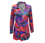 Themeisles Popular Notch Collar Single Button Print Coat F2920