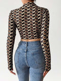 Themeisles Popular Print Zipper Polo Collar T Shirt